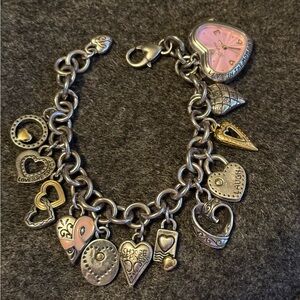 Silver and Pink Charm Bracelet by Brighton